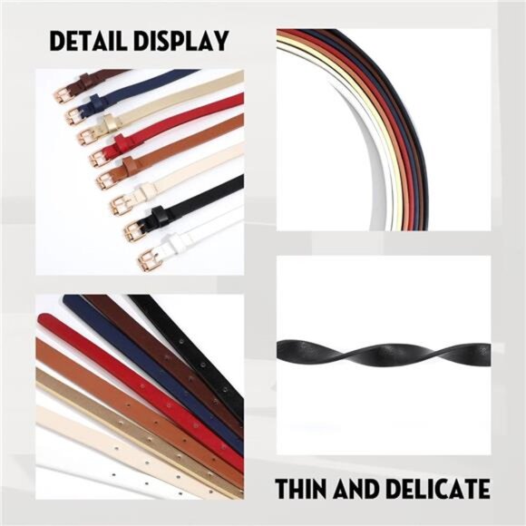 4 Pack Skinny Women Leather Belt for Dresses Thin Waist Belt for Jeans main image 6